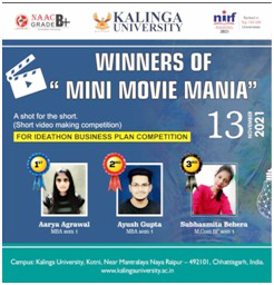 कलिंगा विश्वविद्यालय में लघु वीडियो प्रतियोगिता
