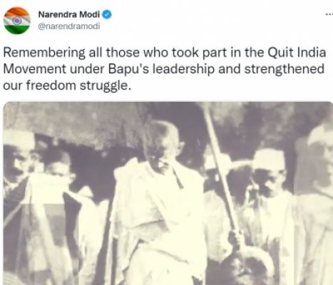 प्रधानमंत्री ने 'भारत छोड़ो आंदोलन' में भाग लेने वाले स्वतंत्रता सेनानियों को किया याद