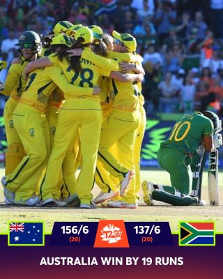 ऑस्ट्रेलिया छठी बार महिला टी20 वर्ल्ड कप चैंपियन बना, फ़ाइनल में दक्षिण अफ़्रीका को 19 रन से हराया