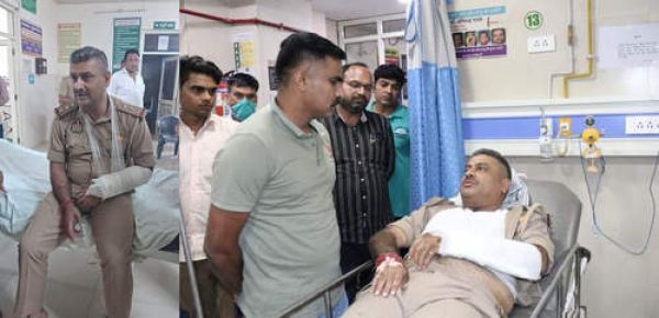 बिजनौर : थाना प्रभारी की जीप पलटी, थाना प्रभारी समेत तीन पुलिसकर्मी घायल