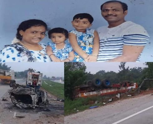 कर्नाटक में कार और ट्रक की टक्कर में मां और बच्चा जिंदा जले