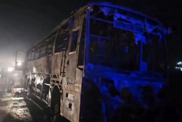 हरियाणा में बस में आग लगने से नौ लोगों की मौत, 15 घायल