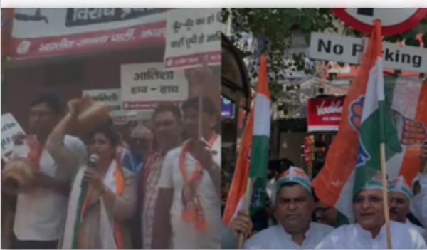 दिल्ली में जल संकट पर भाजपा, कांग्रेस ने केजरीवाल सरकार के खिलाफ किया प्रदर्शन 