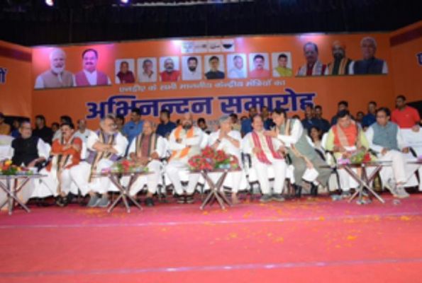 बिहार के केंद्रीय मंत्रियों का अभिनंदन, विधानसभा चुनाव में एनडीए सरकार बनाने का संकल्प 