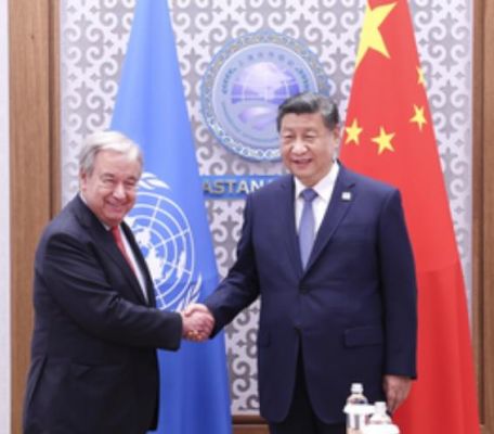 शी चिनफिंग ने संयुक्त राष्ट्र महासचिव गुटेरेस से मुलाकात की 