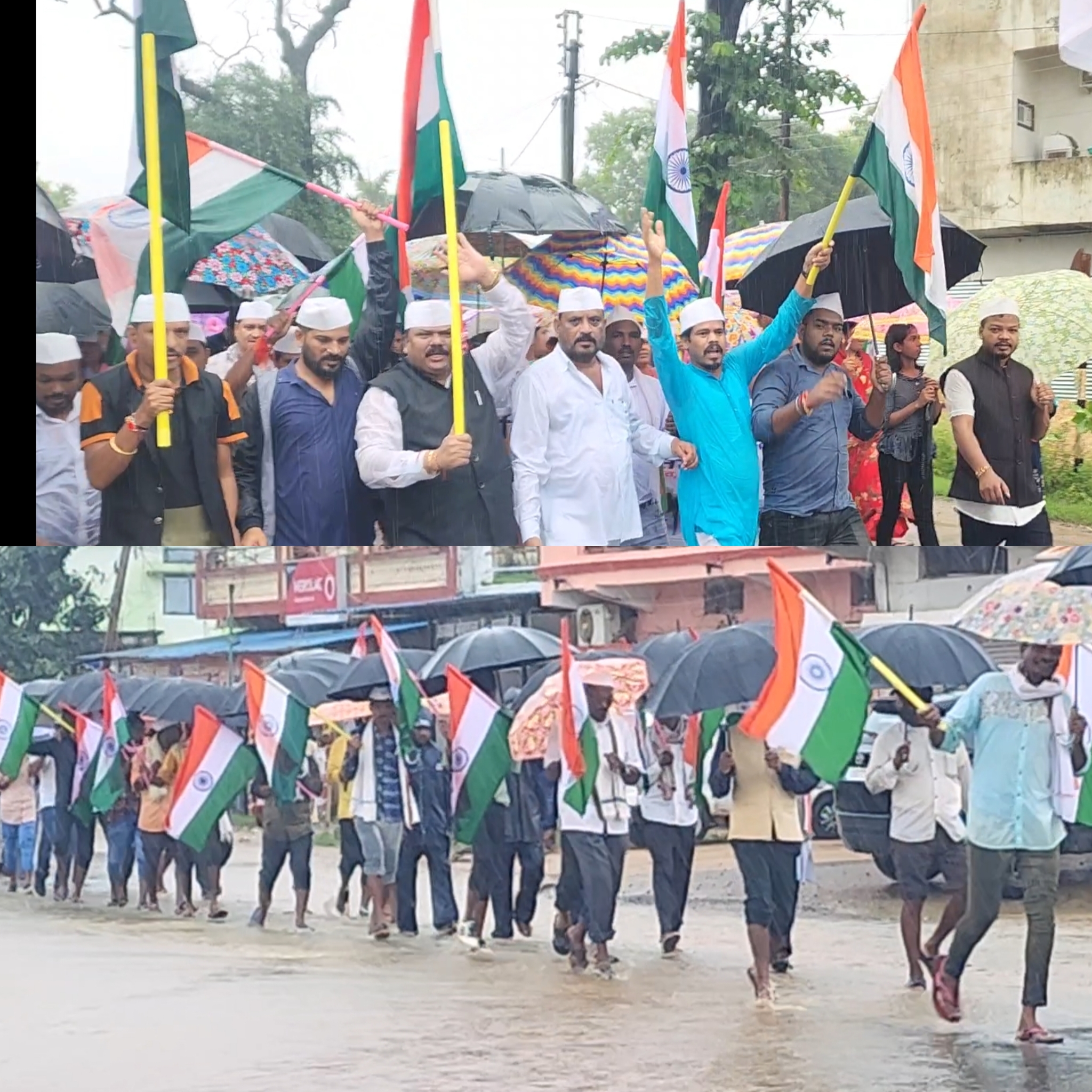तेज बारिश के बीच विधायक ने सैकड़ों लोगों के साथ निकाली तिरंगा गौरव पदयात्रा