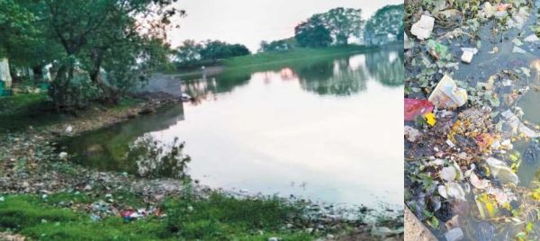 सफाई नहीं, तालाब का अस्तित्व खतरे में