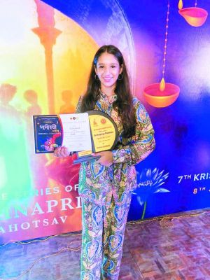 रिशिता संचेती को भागीरथी महोत्सव हरिद्वार में मिला प्रथम पुरस्कार