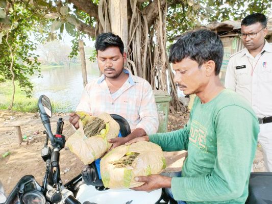 ओडिशा से बाइक पर गांजा बेचने  आए 2 युवक गिरफ्तार