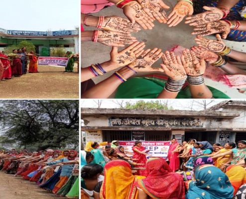 ग्रामीणों को मतदान के लिए बिहान की महिलाएं कर रहीं जागरूक