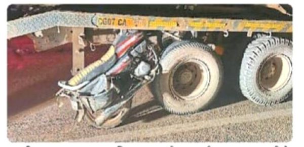 ट्रक की चपेट में बाइक चालक की मौत