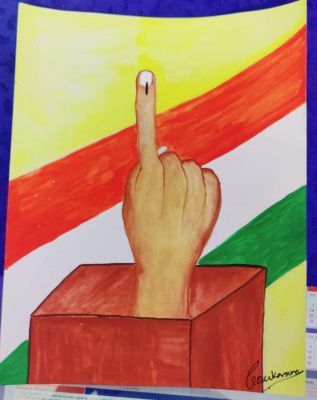 मतदाता जागरूकता का संदेश देते दिव्यांगजनों ने बनाई आकर्षक पेंटिंग्स
