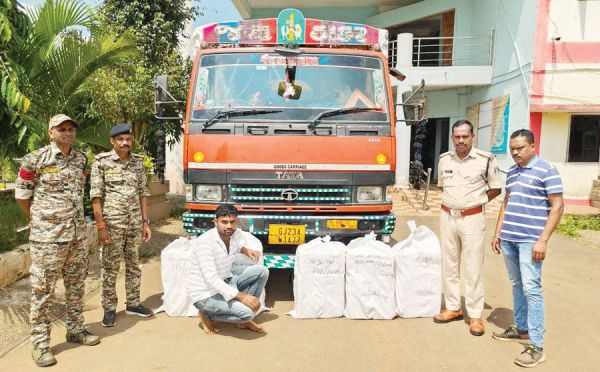 ट्रक से लाखों का गांजा जब्त, गुजरात का तस्कर बंदी