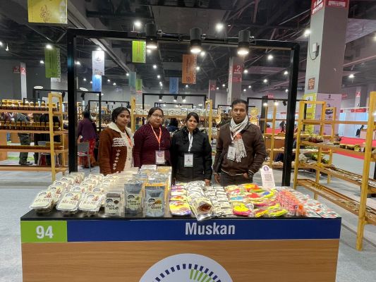 भारत मण्डपम में स्व सहायता समूह के उत्पादों का स्टॉल 